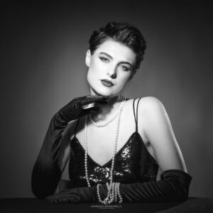 ritratto in studio stile Old Hollywood vintage